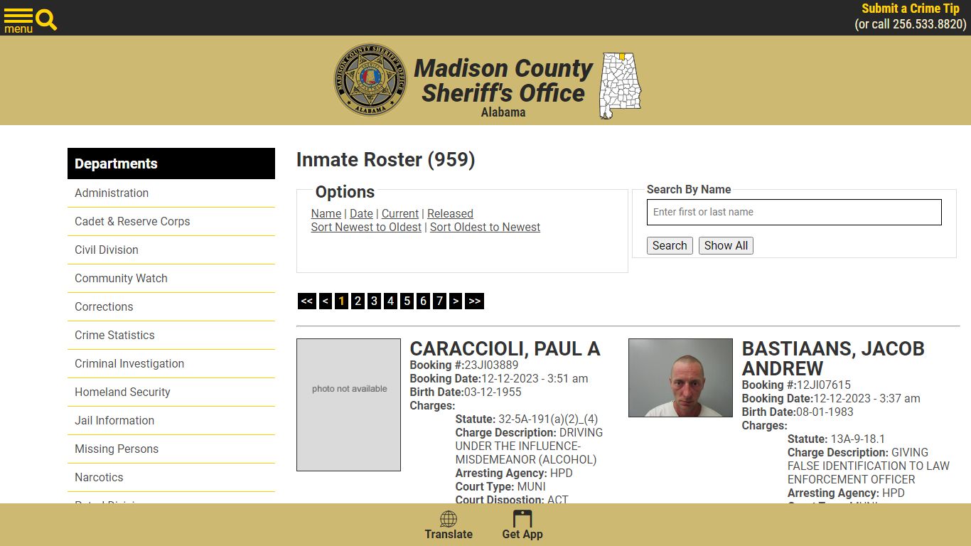 Inmate Roster (951) - Madison County Sheriff's Office
